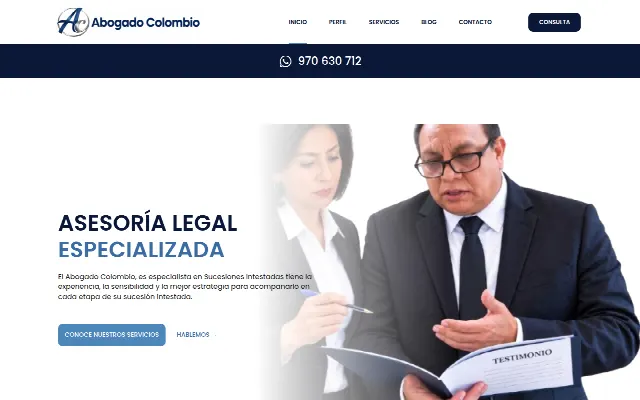 Captura de la web de Abogado Colombio