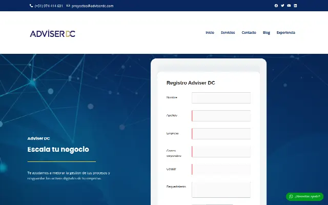 Captura de la web de Adviser DC-Implementación de las Normas ISO en Lima