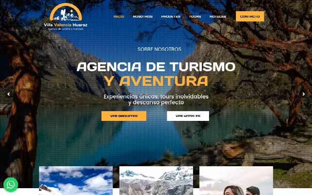Captura de la web de Agencia de Turismo y Aventura Villa Valencia Huaraz – Experiencia únicas, tours inolvidables y descanso perfecto