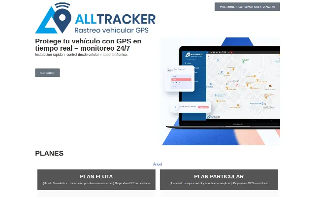 Captura de la web de All Tracker GPS
