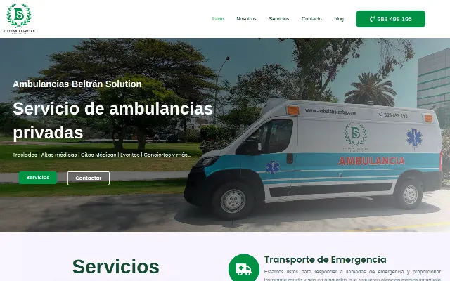 Captura de la web de AmbulanciasBS