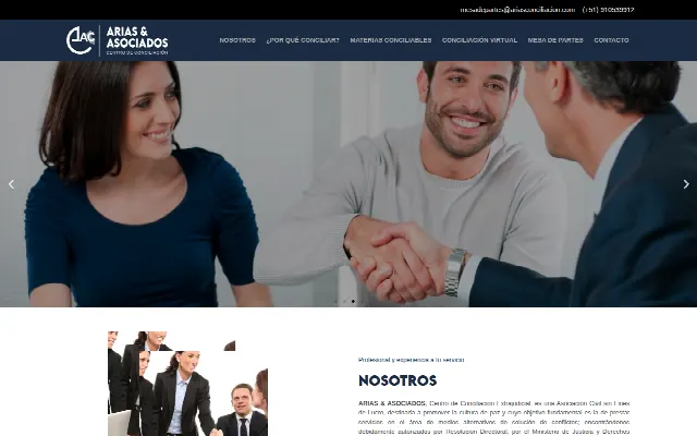 Captura de la web de Arias & Asociados – Centro de conciliación