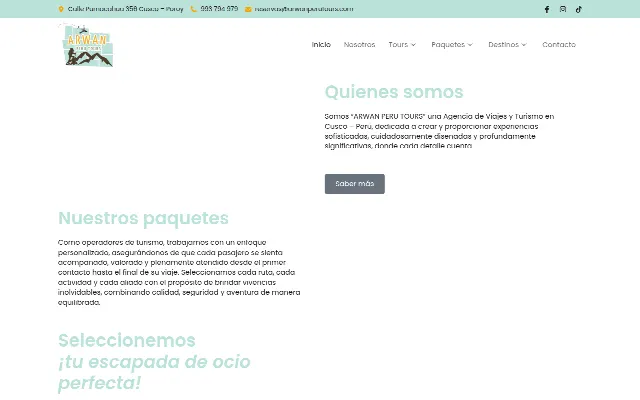 Captura de la web de Arwan Perú
