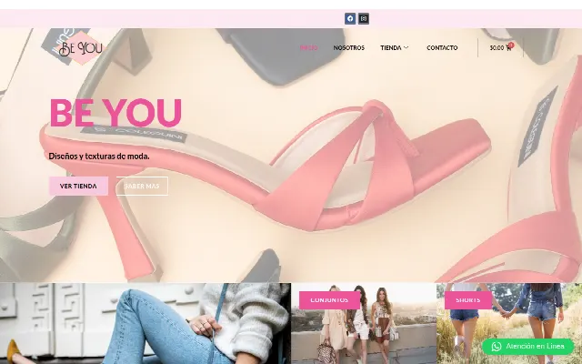 Captura de la web de Be You – Texturas y Moda para Damas.