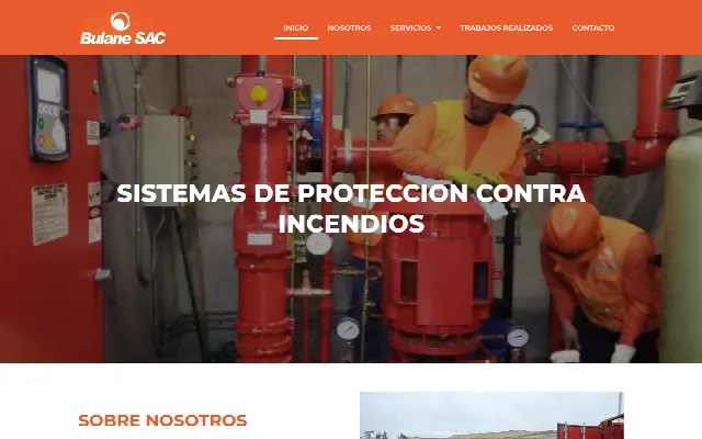 Captura de la web de BULANE SAC – Sistemas de proteccion contra incendio