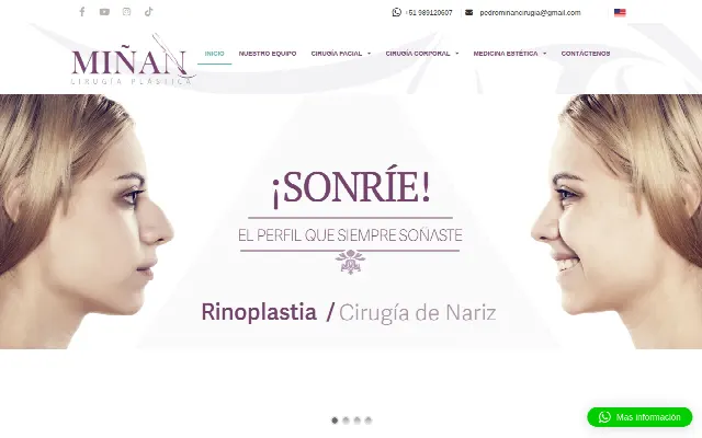 Captura de la web de Cirugía Plástica en Lima Perú, Dr. Pedro Miñan, El mejor Cirujano….