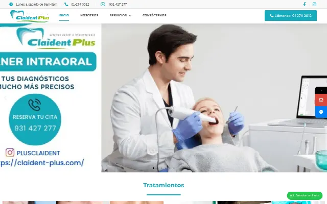 Captura de la web de Claindent Plus – Centro Odontológico