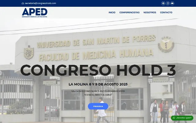 Captura de la web de Aped – Asociación Peruana de Estetica Dental