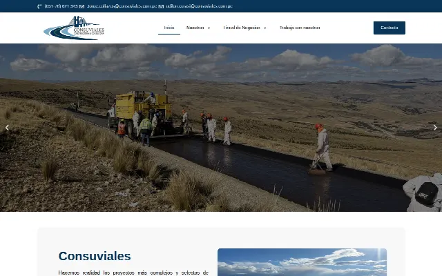 Captura de la web de Consuviales Peru – Constructora & Consultora
