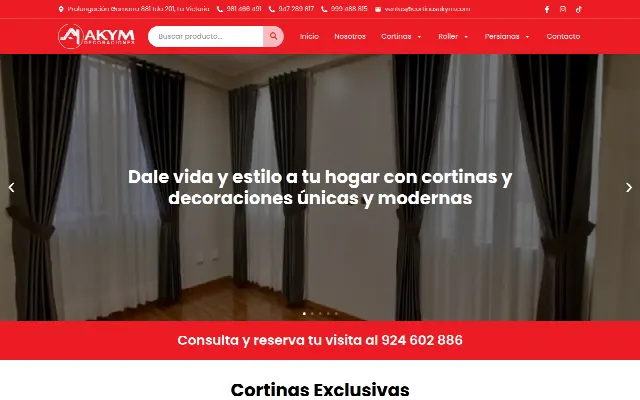 Captura de la web de Cortinas AKYM