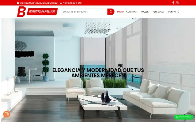 Captura de la web de Cortinas Bandaluxe – Cortinas Roller y Persianas