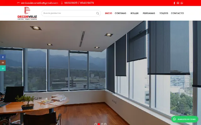 Captura de la web de DECORVELIZ – CORTINAS – ROLLERS – PERSIANAS