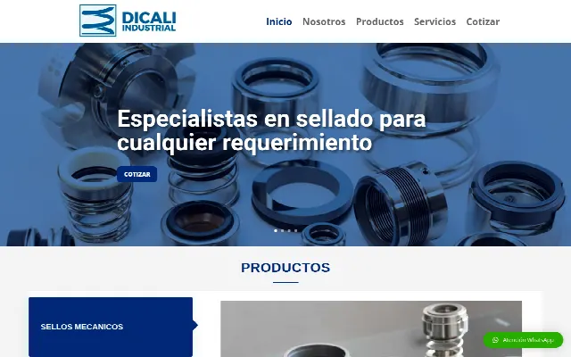 Captura de la web de DICALI INDUSTRIAL  | Sellos Mecánicos, Bombas manuales.