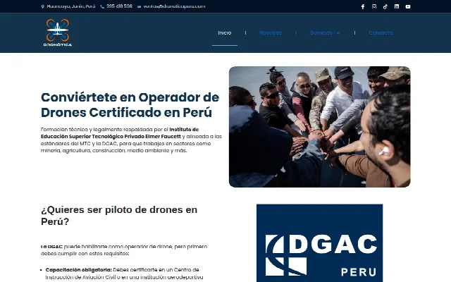 Captura de la web de dronoticaperu.com