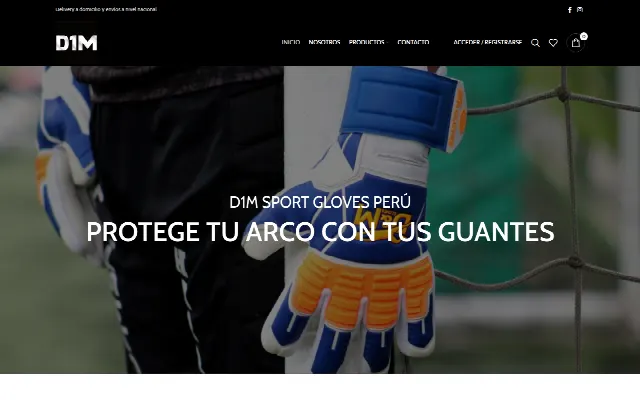 Captura de la web de D1M SPORT GLOVES PERÚ