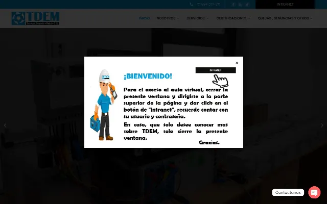 Captura de la web de TDEM Peru – Empresa de inspeccion de medidores y servicios eléctricos