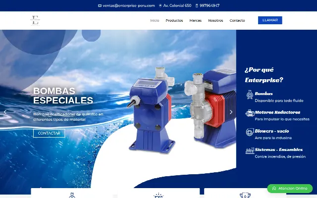 Captura de la web de Enterprise – Bombas todo tipo.