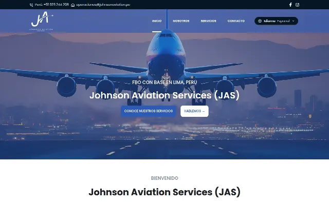 Captura de la web de Johnson Aviation Services