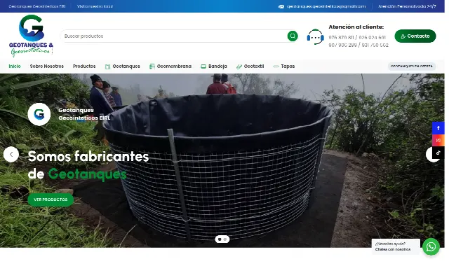 Captura de la web de Geotanques & Geosistéticos – Venta e instalación de geotanques para la agricultura y la piscigranja