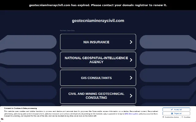 Captura de la web de geotecniamineraycivil.com