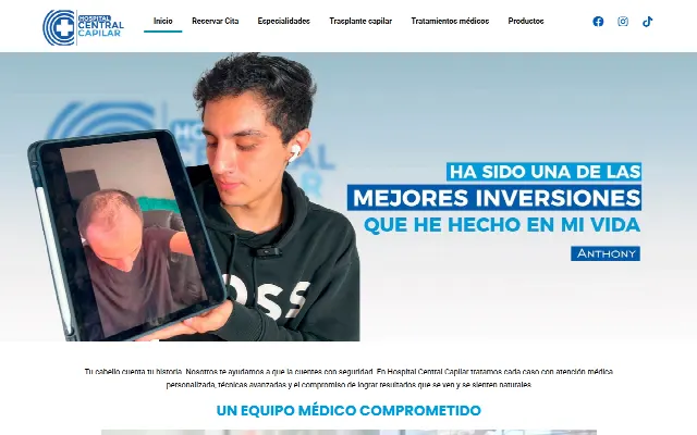 Captura de la web de Hospital Central Capilar – Hospital Central Capilar