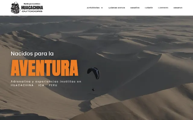 Captura de la web de Huacachina Outdoors
