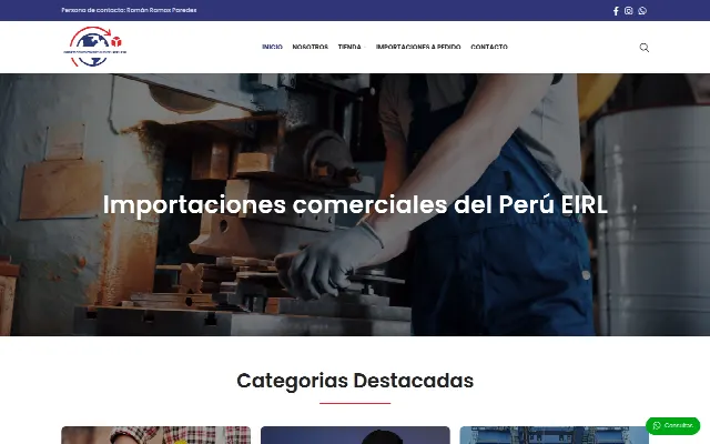 Captura de la web de Importaciones Comerciales del Peru EIRL