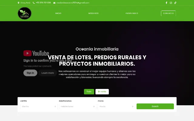 Captura de la web de Oceanía Inmobiliaria