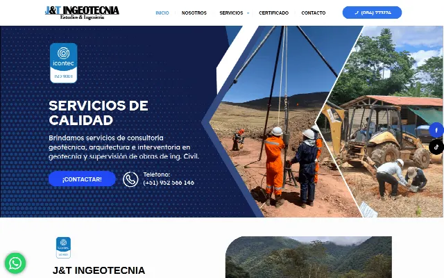 Captura de la web de J&T INGEOTECNIA