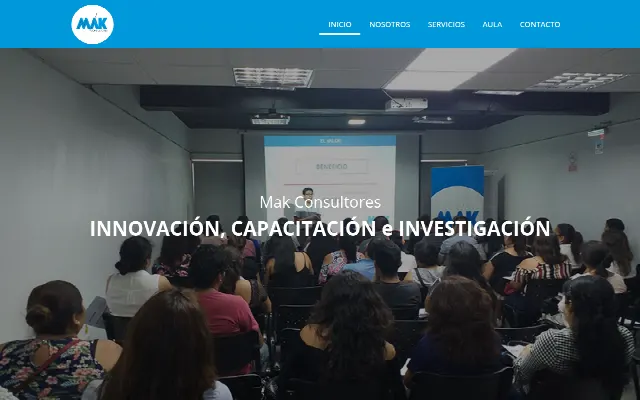 Captura de la web de MAK CONSULTORES – INVESTIGACIÓN, CONSULTORÍA Y CAPACITACIÓN