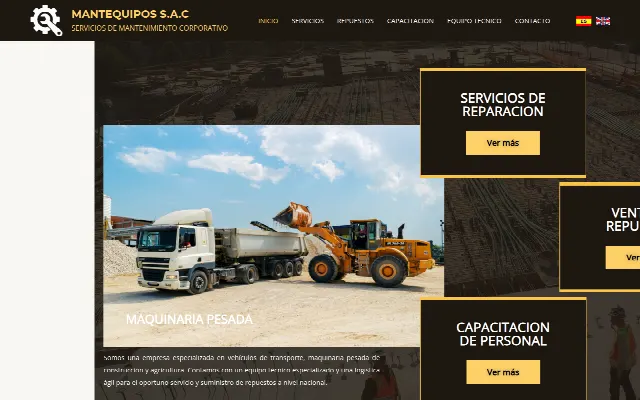 Captura de la web de Mantequipos – Servicios de mantenimiento corporativo.