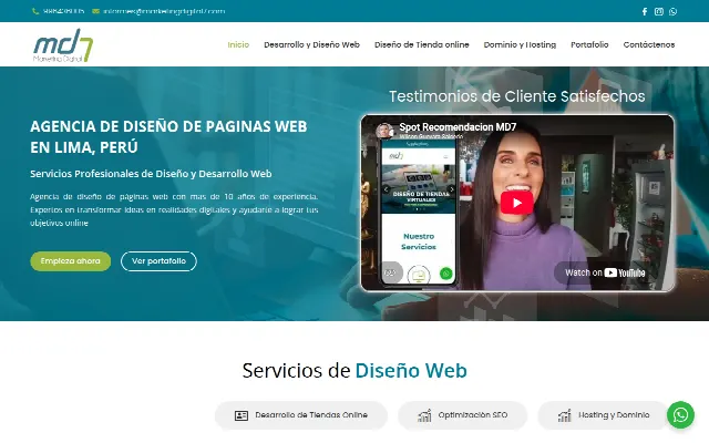 Captura de la web de Agencia de diseño de paginas Web, Webs desde S/299.00