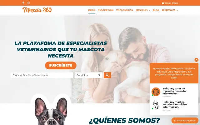 Captura de la web de Mascota 360 – Los mejores servicios para tú mascota
