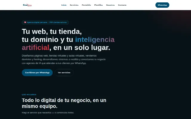 Captura de la web de Creativos Digitales MD7 — Web, Tiendas Virtuales, Dominios, Hosting y Agentes IA