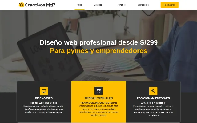 Captura de la web de Creativos md7