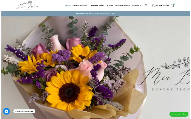 Captura de la web de MG atelier floral – Floristería