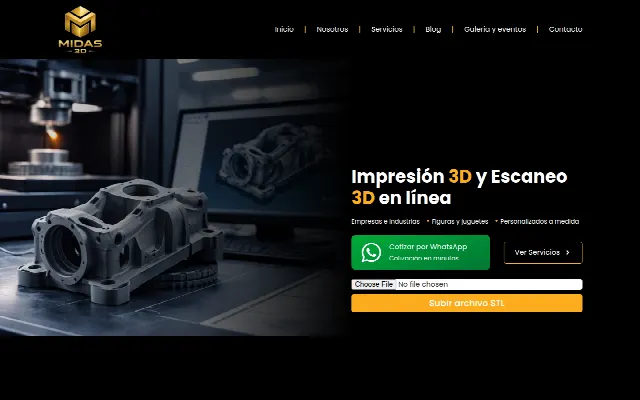 Captura de la web de Midas 3D-Impresiones 3D Personalizadas en Perú