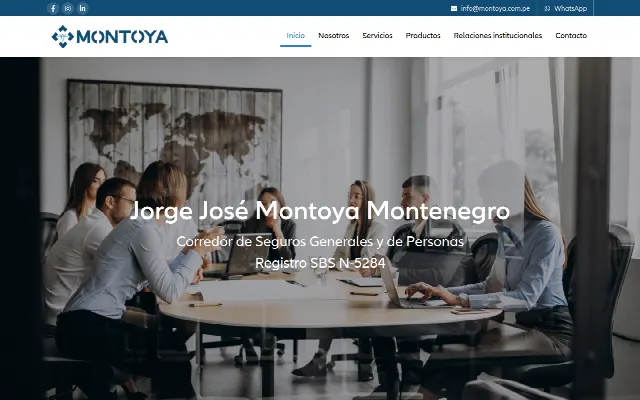 Captura de la web de Jorge Montoya – Corredor de Seguros Generales y de Personas