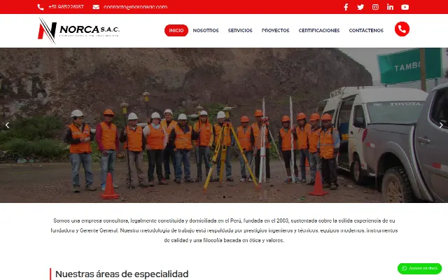 Captura de la web de Norca S.A.C – Consultores en Ingeniería