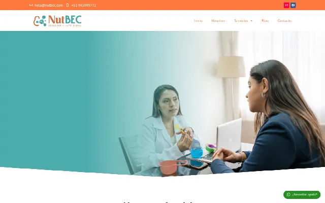 Captura de la web de NutBec – Consultoría Nutricional