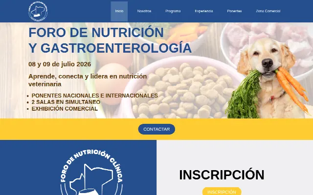 Captura de la web de Nutrivet
