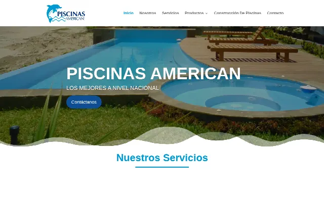 Captura de la web de Inicio - Piscinas American
