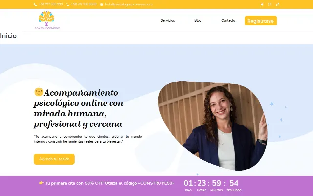 Captura de la web de Psicóloga construye
