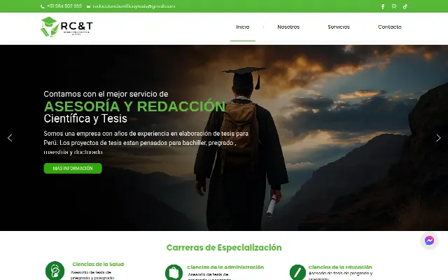 Captura de la web de Inicio - Redacción cientifica y tesis