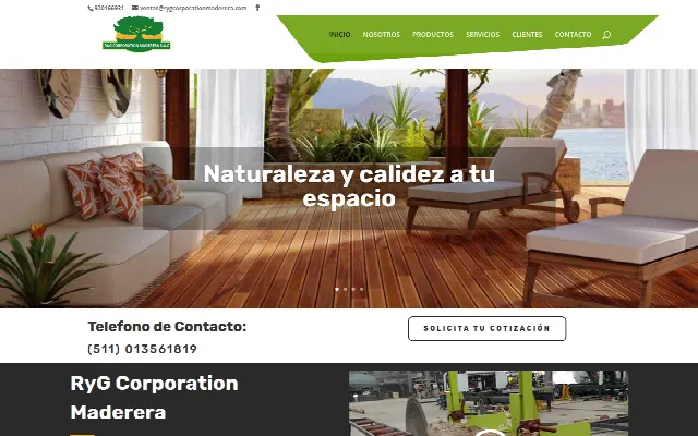 Captura de la web de RyG Corporation Maderera |