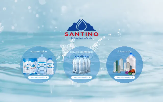 Captura de la web de Satino Alcalino – Producción, venta y distribución de agua alcalina