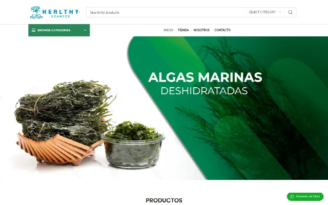 Captura de la web de Seaweed Nutritious Food – Tienda Virtual