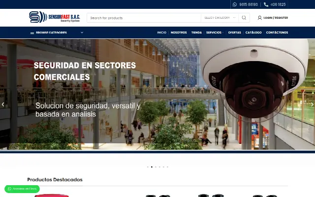 Captura de la web de Sensorfast – Security System