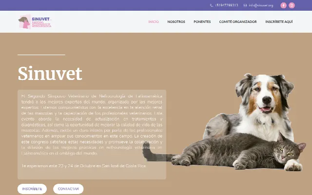 Captura de la web de SINUVET – SIMPOSIO VETERINARIO DE NEFROUROLOGIA