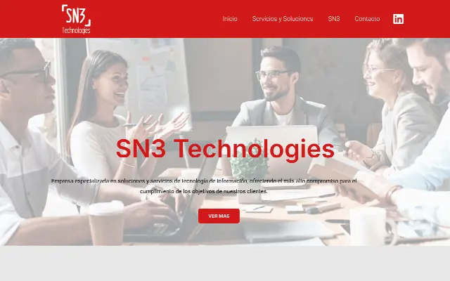 Captura de la web de SN3 – Servicios y Soluciones de Tecnología de Información